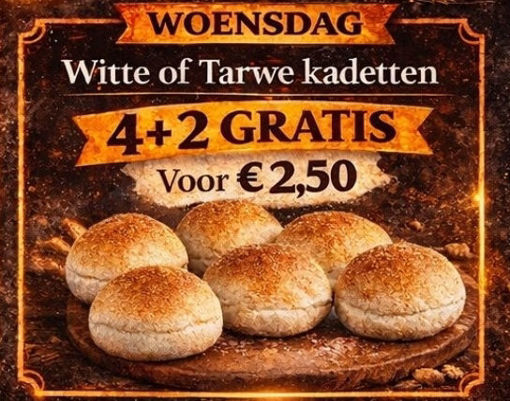 Afbeelding van Woensdag witte bolletjes 4+2 gratis